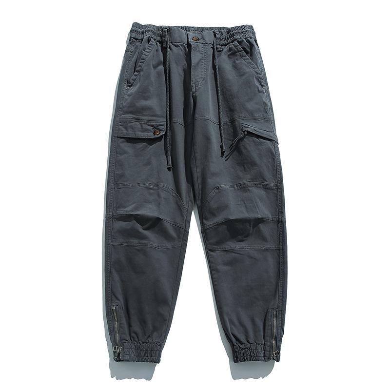 Зеленый мужской функциональный комбинезон из чистого хлопка однотонный эластичной текстуры леггинсы модный бренд многокарманные модные повседневные брюки