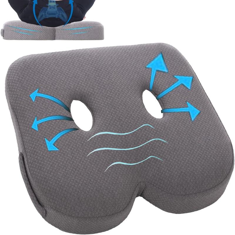 Подушка сиденья из пены с эффектом памяти для офисного кресла, запатентованная подушка сиденья для снятия давления при долгом сидении на офисном/домашнем кресле, в машине, инвалидной коляске, нескользящая