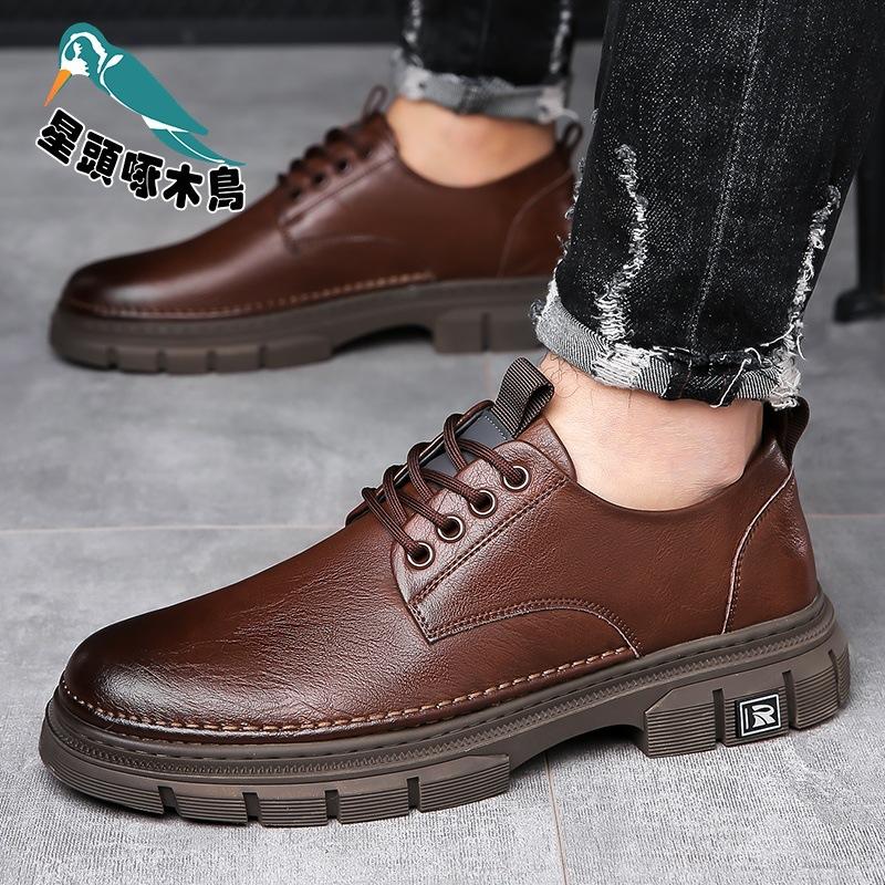 2025 Spring New Men's Handmade Online Casual Leather Shoes Men's Retro Trendy Industrial Shoes