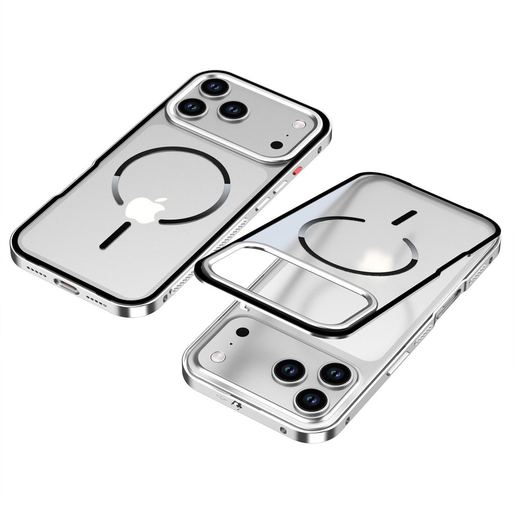 For iPhone 17 Pro Case Compatible with MagSafe Aluminium Alloy PC Matte Phone Cover Pop-Up Snap Lock
