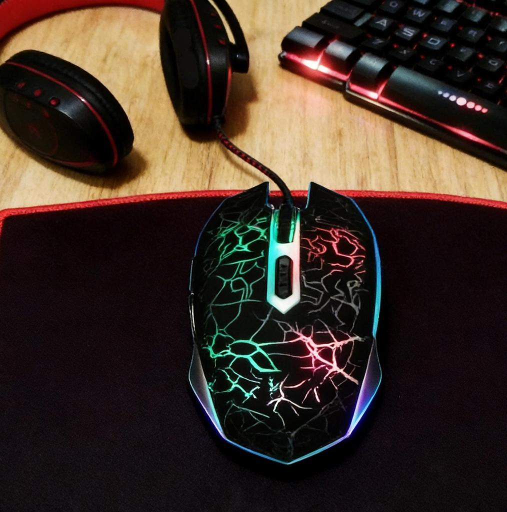 AOAS 4-in-1 Gaming Set: Backlit Keyboard + RGB Mouse + Headset with Mic + Mousepad, Immersive Play