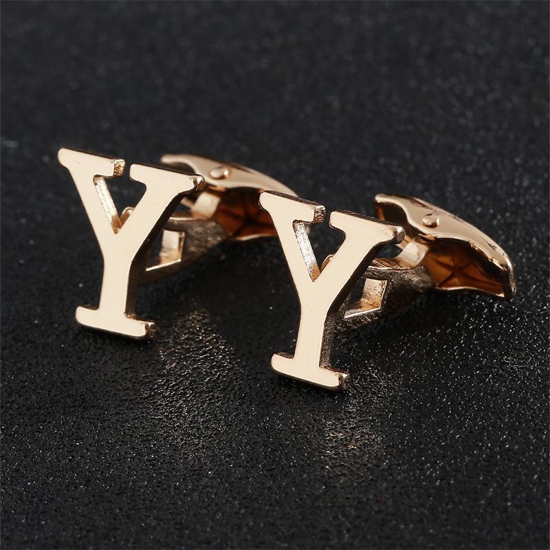 Эксклюзивные мужские запонки в виде золотых букв алфавита - Элегантный дизайн для французских рубашек