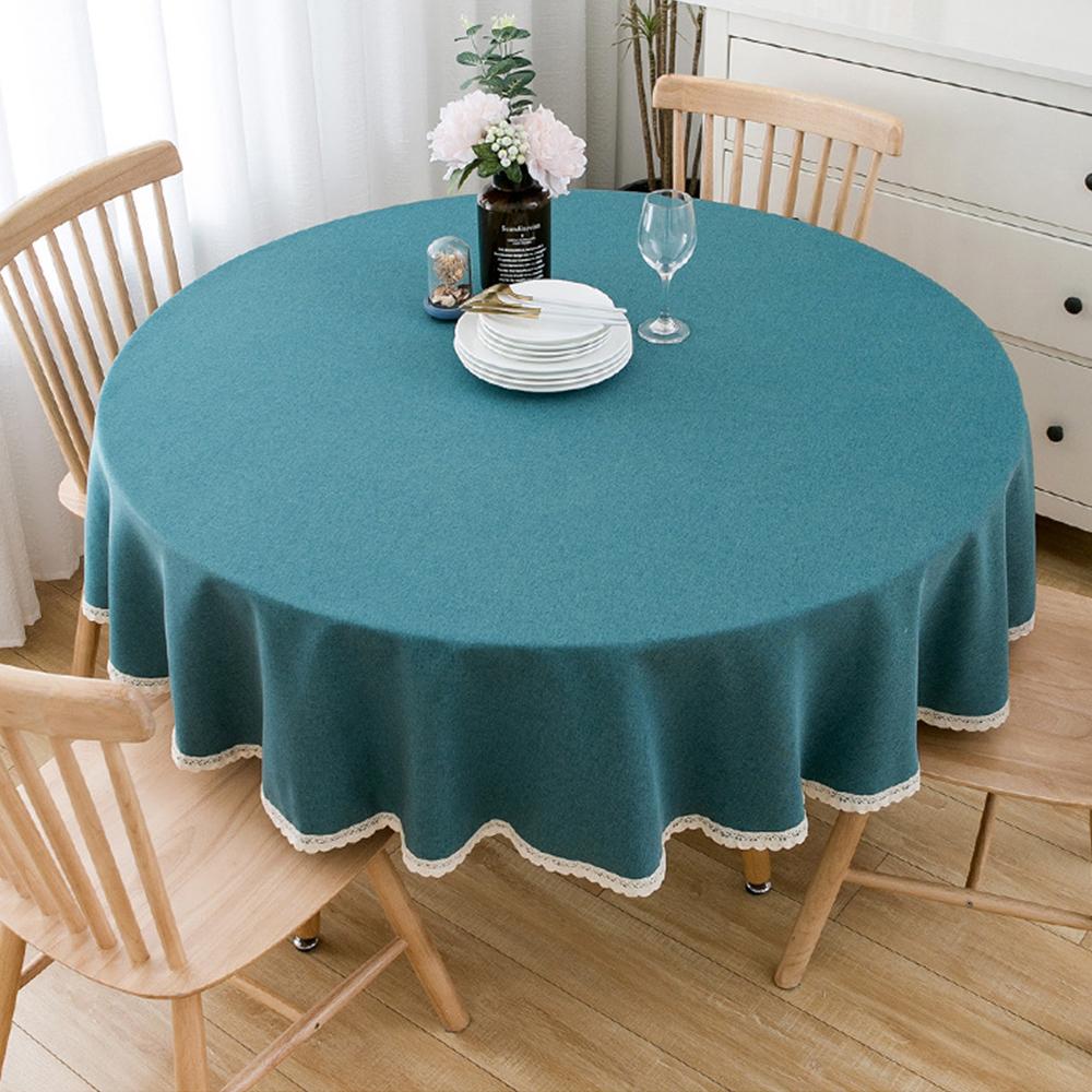 Скатерть кружевная круглая водонепроницаемая маслостойкая свадебная скатерть однотонная хлопковая льняная элегантная скатерть для обеденных мероприятий