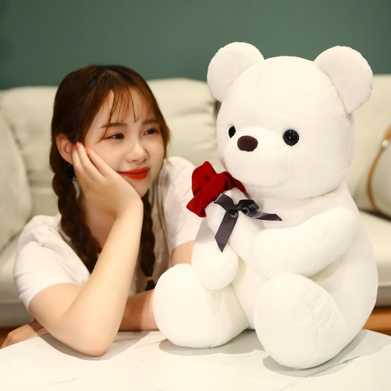 45/35/23cm Kawaii Teddy Bear with Roses Plush Toy Soft Bear Stuffed Doll Romantic Gift for Lover Home Decor Valentine's Day Gifts for Girls