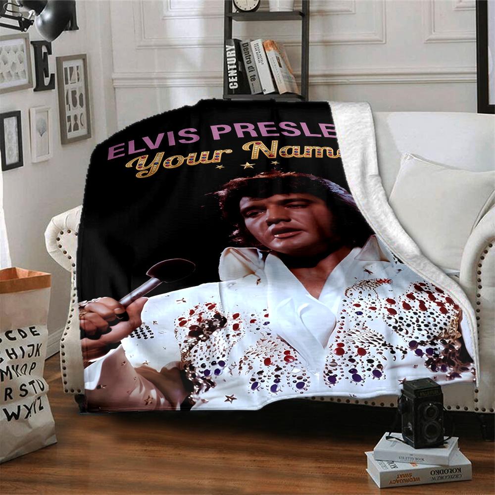 Elvis Presley Personalized Name Blanket Gift Personalized Blanket Comfortable Great for Seaside Couch Home Decor Picnics All-Season Use