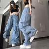 Beige Hip Hop Cargo Pants Women Harajuku Y2K Vintage Baggy Streetwear Oversize Wide Leg Parachute Trousers Female Korean Fashion