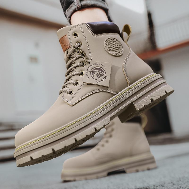 Yellow Boots Men's Autumn/Winter High Help Work Suit Boots Men's English Style Men's Shoes