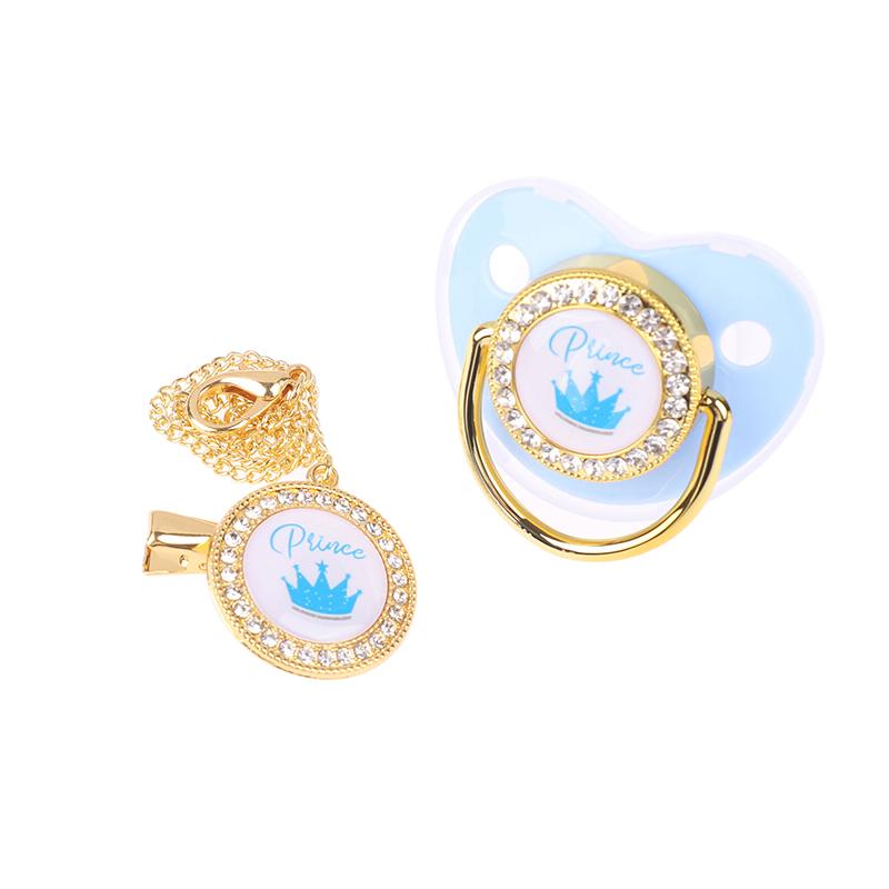 1 шт., блестящая корона, набор цепочек для пустышки, подарок на детский душ, силиконовая пустышка для новорожденного, прорезыватель для зубов, детская соска-пустышка