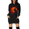 Women Casual Fashion Loose Plus Size Halloween Print Long-Sleeve Blouse Dress