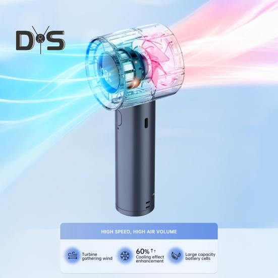 Ручной вентилятор с цифровым дисплеем на базе, 100-скоростной регулятор, мощный воздушный поток, низкий уровень шума, перезаряжаемый портативный персональный охлаждающий вентилятор