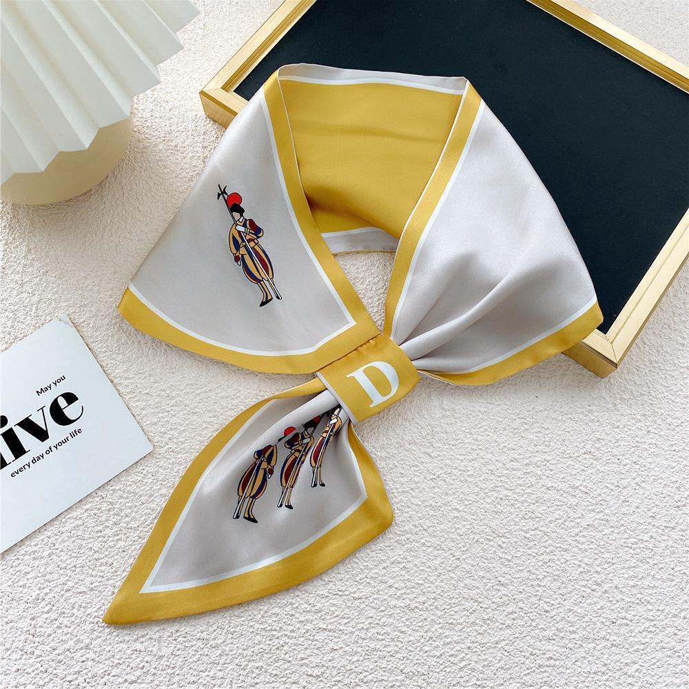 New Style Cross Shaped Small Scarf For Women In Spring Autumn Summer Fashionable Temperament Tied Bag Headband Decorative Scarf