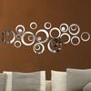 24pcs Background Acrylic Circle Mirror Tiles Self-Adhesive Art Decor DIY Wall Stickers Bedroom Decal