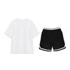 Li-Ning Round Neck Pullover Short Sleeve T-Shirt Versatile Loose Striped Shorts Casual Sports Suit Unisex Sets AHSU805-2+YAPV001-1