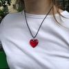 Готический Хрустальный Большое Сердце Винно-Красный Стеклянный Y2K Ожерелье Гранж Панк Объемное Сердце Шнур Веревочная Цепь Подвеска Ожерелье Женщин Девочек Подарок