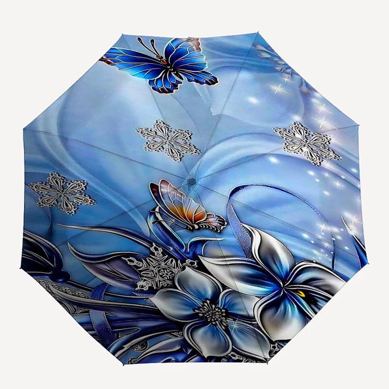 1PC Butterfly Snowflake Umbrella-8-Rib Reinforced Portable Folding Travel Suitable for All Seasons Outdoor Daily -Z0461
