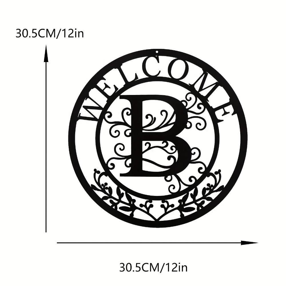 Металлическая жестяная табличка 12 дюймов "Добро пожаловать" черная буква B стильное настенное украшение для комнаты, декор входной двери, элегантное праздничное украшение