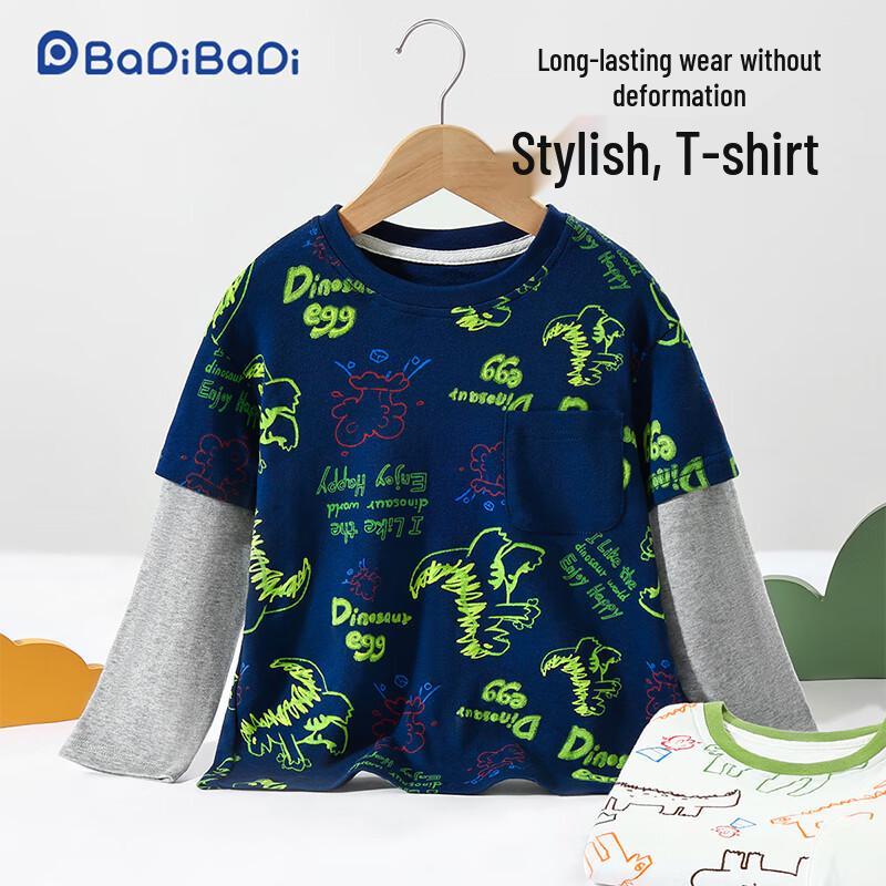 Badi Badi Boys' Cotton Faux Two-Piece Long-Sleeve T-Shirt