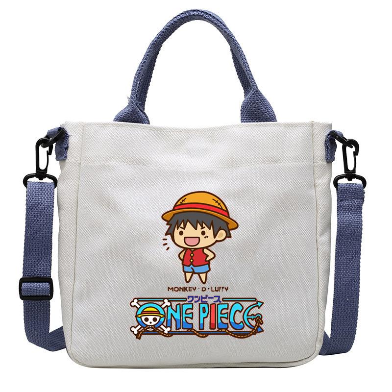 Сумки из холста One Piece с принтом персонажей аниме Luffy Мультяшные Фигурки Аниме Сумка через плечо Наружная Большая вместимость Модная Сумка-кроссбоди Подарки Подвижные Сочлененные Масштаб