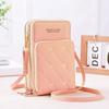 "Korean-Style Women's Fashionable Mini Crossbody Phone Bag – Solid Color, Three-Layer Zipper, Multifunctional, Simple Design Wallet"