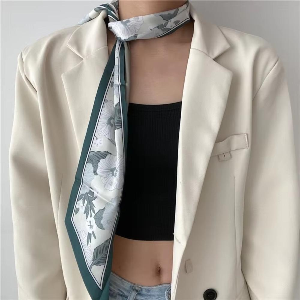 Длинный шелковый атласный шарф Узкий тонкий отпускной платок на голову Элегантная повязка на голову для волос