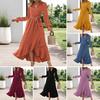 Long Sleeve Maxi Dress for Women V Neck Dot Design Boho Wrap Dress Casual Flowy Slit Wedding Guest Dress for Cocktail Party