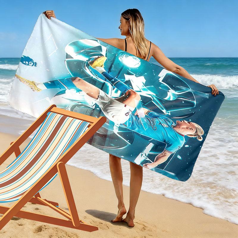 King Haaland Print Beach Towel, Large Soft Quick Dry Towel for Beach Camping Swimming
