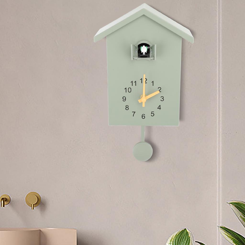 Bird House Wall Clock Bird Voice Call Nordic Bird House Pendulum Wall Hanging Clock for Office