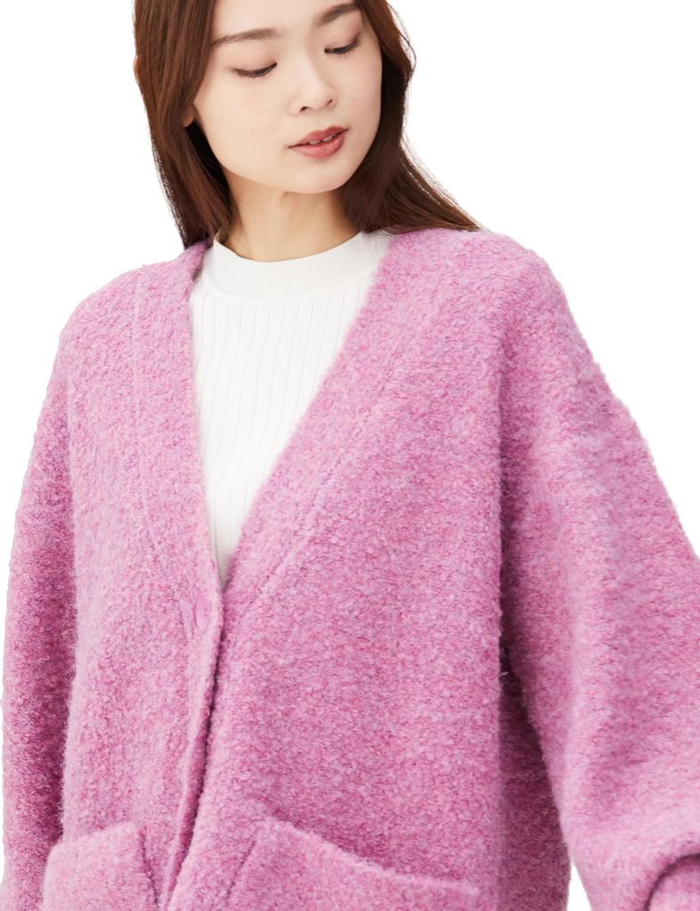 Emi Boucle Knit Pink Cardigan, 13WNT235052, Women's,
