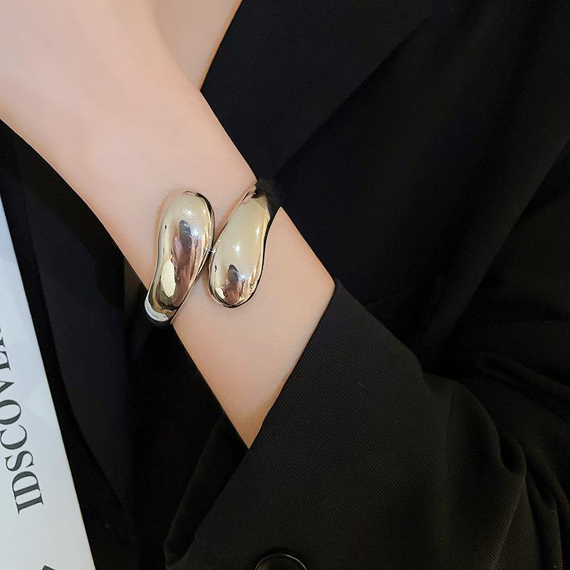 Opening Adjustable Bangles Gold Silver Color Alloy Bangles Goth Irregular Women Bangles Light Luxury Jewelry Accessories Gifts