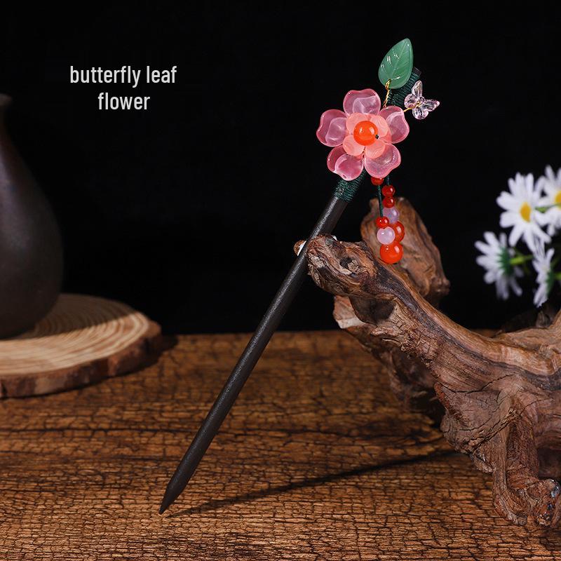 Elegant Wooden Chinese Tassel Hairpin for Hanfu | Women's Ancient Costume Hair Bun Accessory & Styling Ornament Gift.