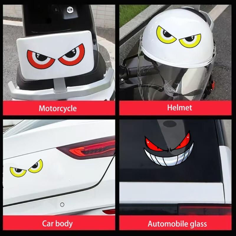 Наклейка на скутер в стиле «Зубы животных» 3D тисненый дизайн Светоотражающая наклейка Безопасная Водонепроницаемая для мотоциклов Транспортных средств