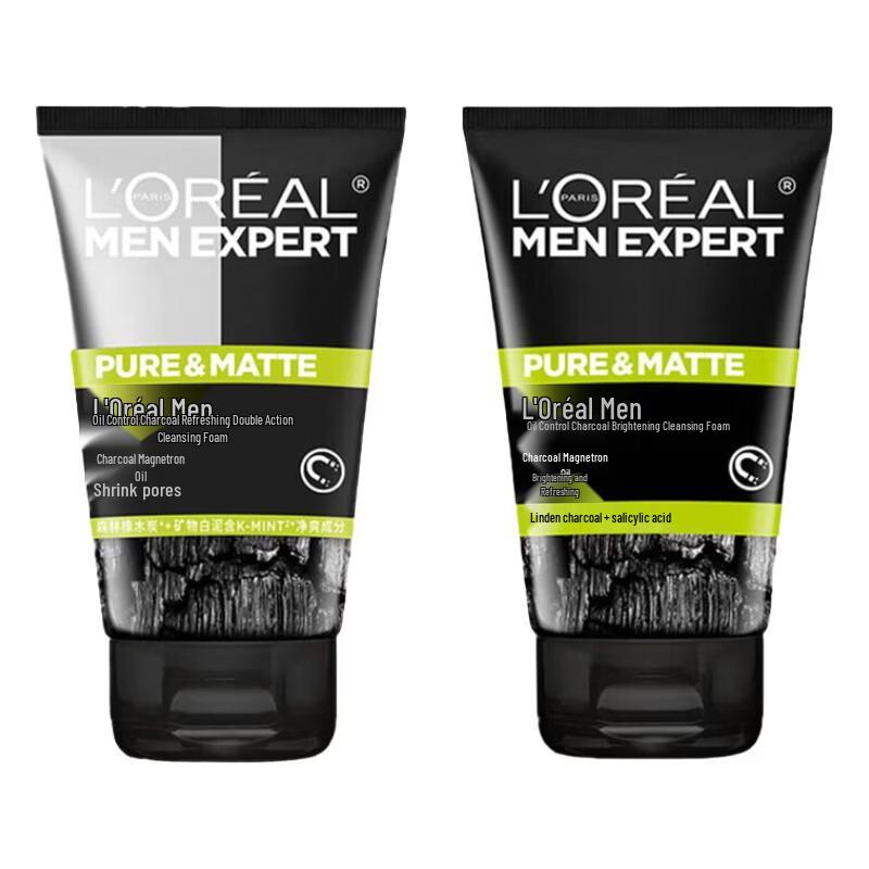 Набор L'Oreal Men's для мужчин: Очищающее средство для лица с углем для контроля жирности