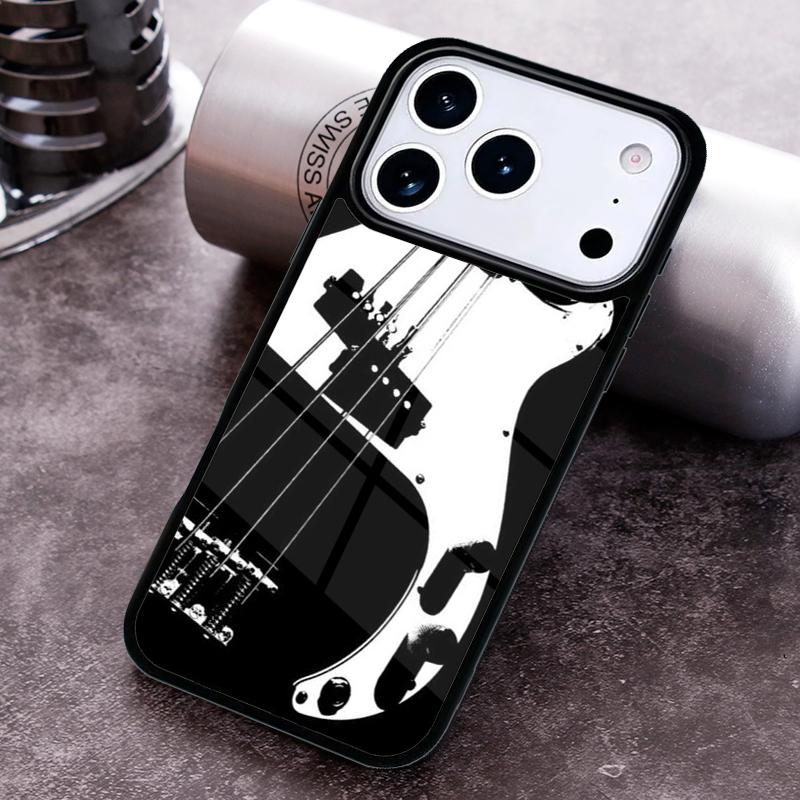 White Bass Guitar Music Phone Case For iPhone 17,16e,15,14,13,12,11,Mini,Pro,MAX soft Silicone Cover