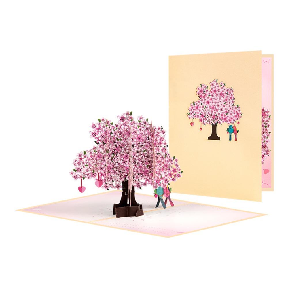 Romantic 3D Heart Tree Greeting Card Elegant Blessing Pop-Up Valentine's Day Cards with Envelope Folding Wedding Blessing Card