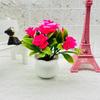 Rose Faux Potted Flower With Injection Molded Plastic For Home And Office Decoration