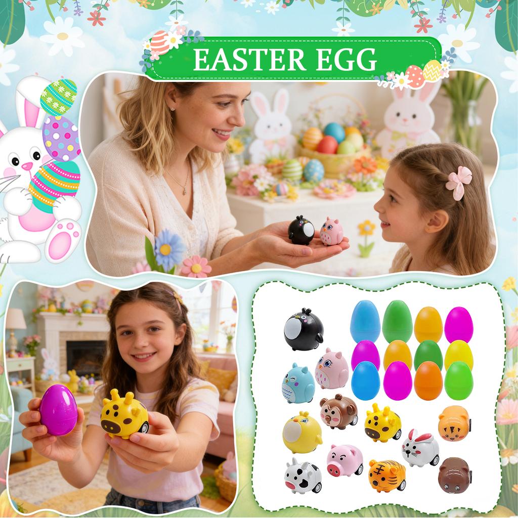 12pcs Easter Egg Squeezable Bunny, Stress-Relieving Beaded Surprise Open-End Egg Stuffed Toy