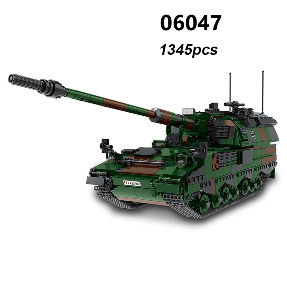 DIY Germany Military Series HX-8 Elefant Tractor PZH2000 Cannon Leopard Tank Lars-2 Rocket Launcher Building Blocks Bricks