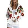Женская рождественская печатная толстовка осень-зима с длинным рукавом кардиган куртка с карманами на молнии толстовка с капюшоном верхняя одежда