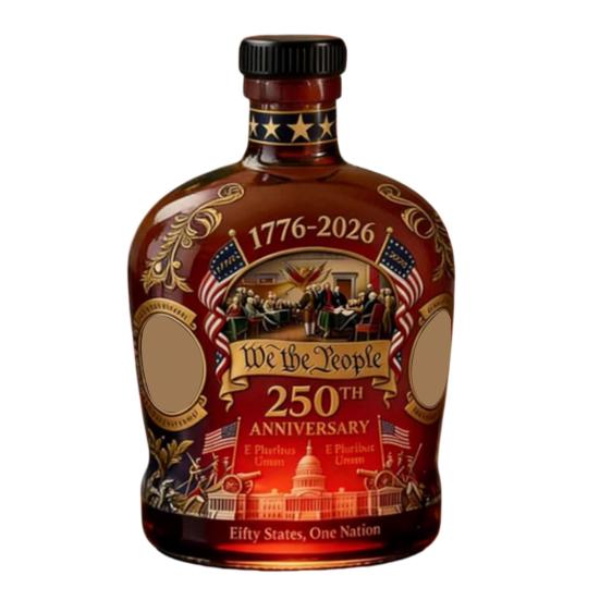 НАС. Юбилейная бутылка виски к 250-летию Мы, народ 1776-2026 Стеклянный декантер День независимости Патриотический подарок для крепкого алкоголя Бурбона Вина