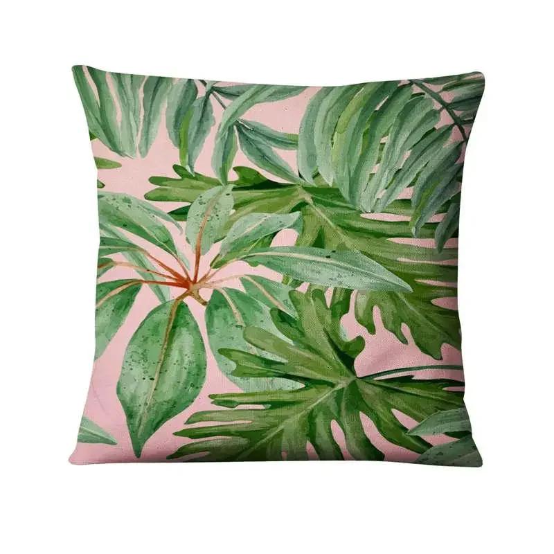 Green Plant Printed Cushion Cover Decorative Tropical Palm Leaf Pillow Case Living Room Bedroom Car Sofa Home Decora Pillowcase