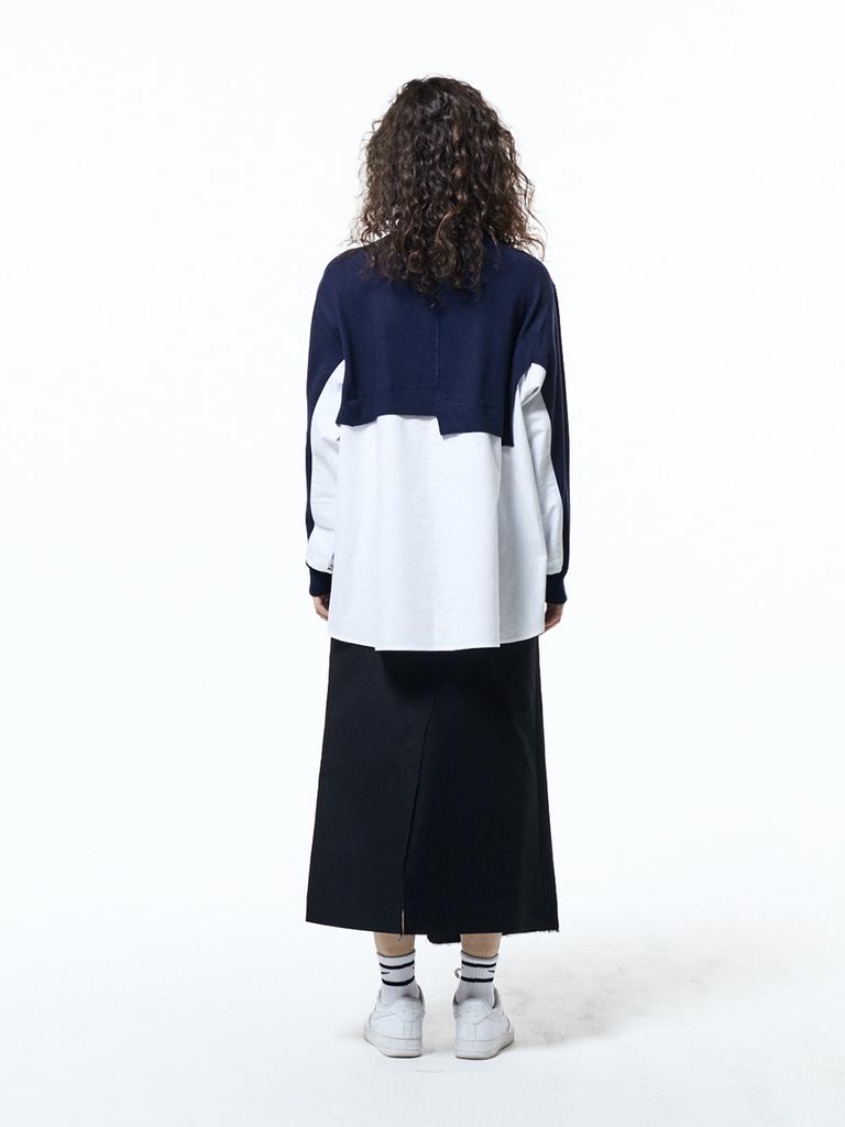 HAUS072C Knit Shirts Mix Top Navy