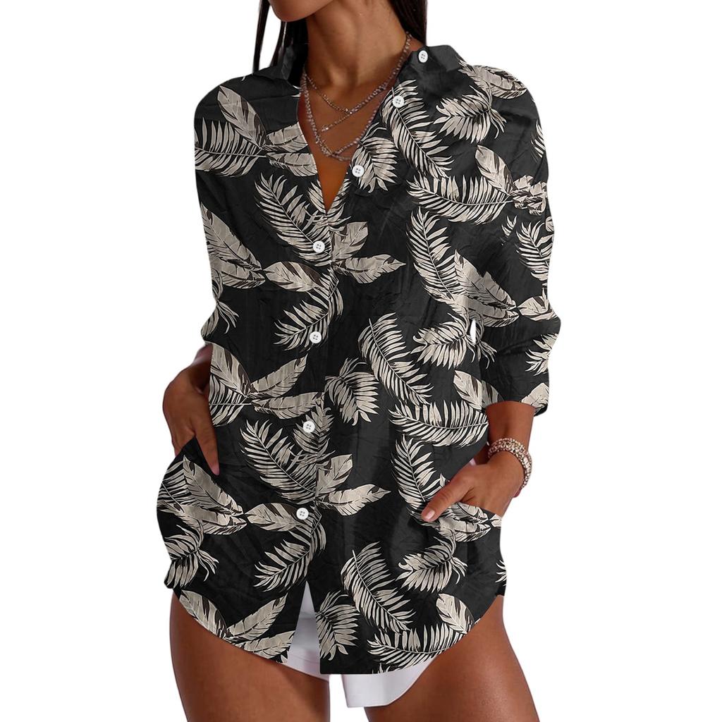 Womens Button Down Shirts Cotton Linen Long Sleeve Dress Shirts Casual Summer Tops Work Blouses