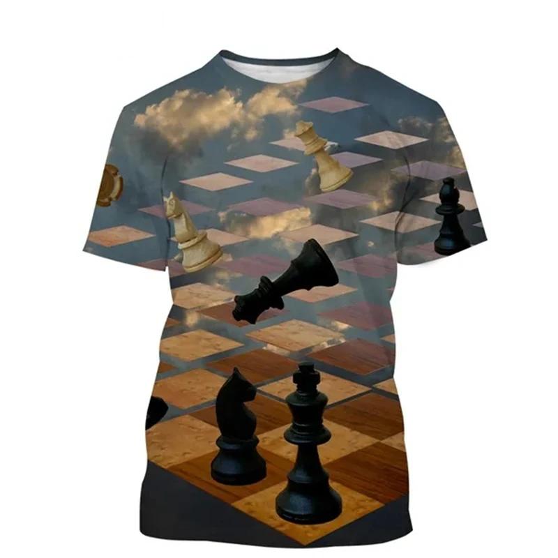 Chess T-shirt 3D Printing Design Fashion O-neck Short Sleeve Multiple Styles Tee Shirts Breathable Soft 2024 Summer y2k Tops