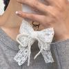 Korean Cute Lace Bow Pearl Beaded Phone Pendant Chain Accessories Aesthetic Ballet Shoes Camera Bag Decoration Keychain Gift