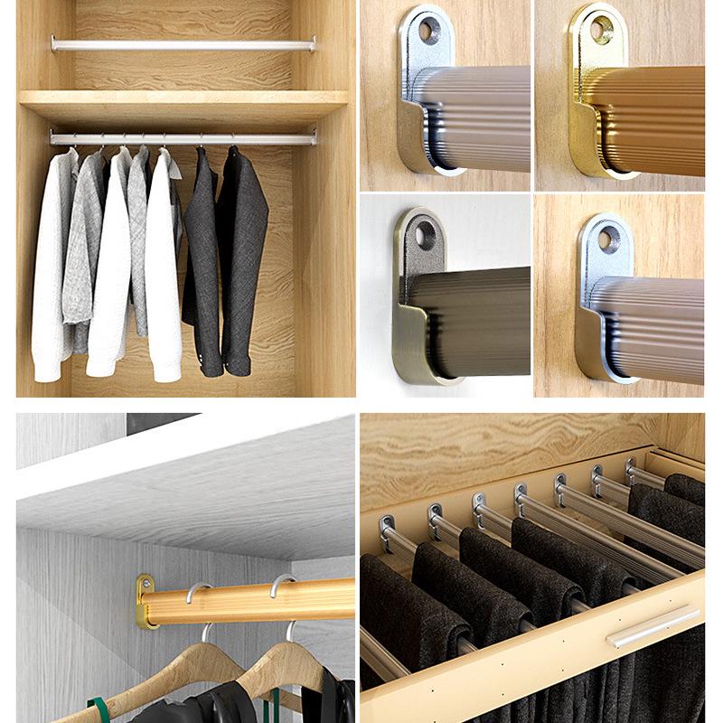 Thickened Zinc Alloy Wardrobe Rail Bracket - Oval Flange Base for Hanging Rods