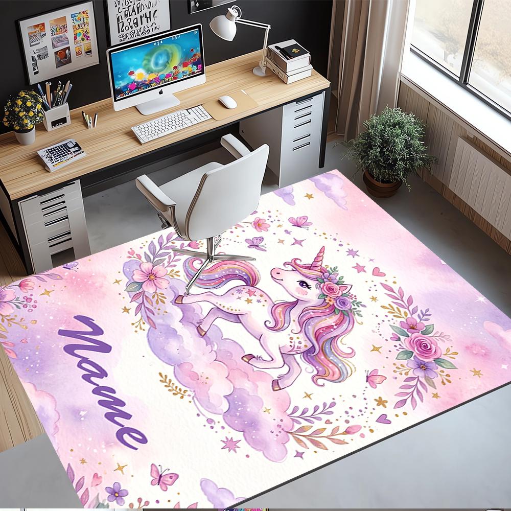 Custom Name Unicorn Printed Carpet,Rug for Office Chair Living Room Bedroom Kitchen Room Decor Gifts.