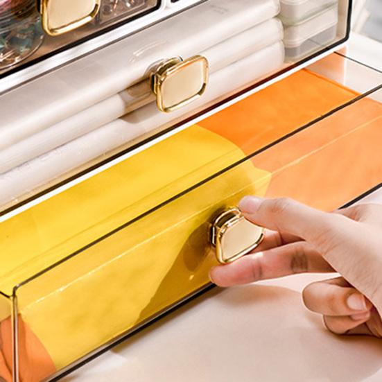 Штабелируемый настольный органайзер Просторный ящик с ручкой Большая вместимость Прозрачный видимый водонепроницаемый ящик для хранения Органайзер для туалетных принадлежностей для ванной комнаты