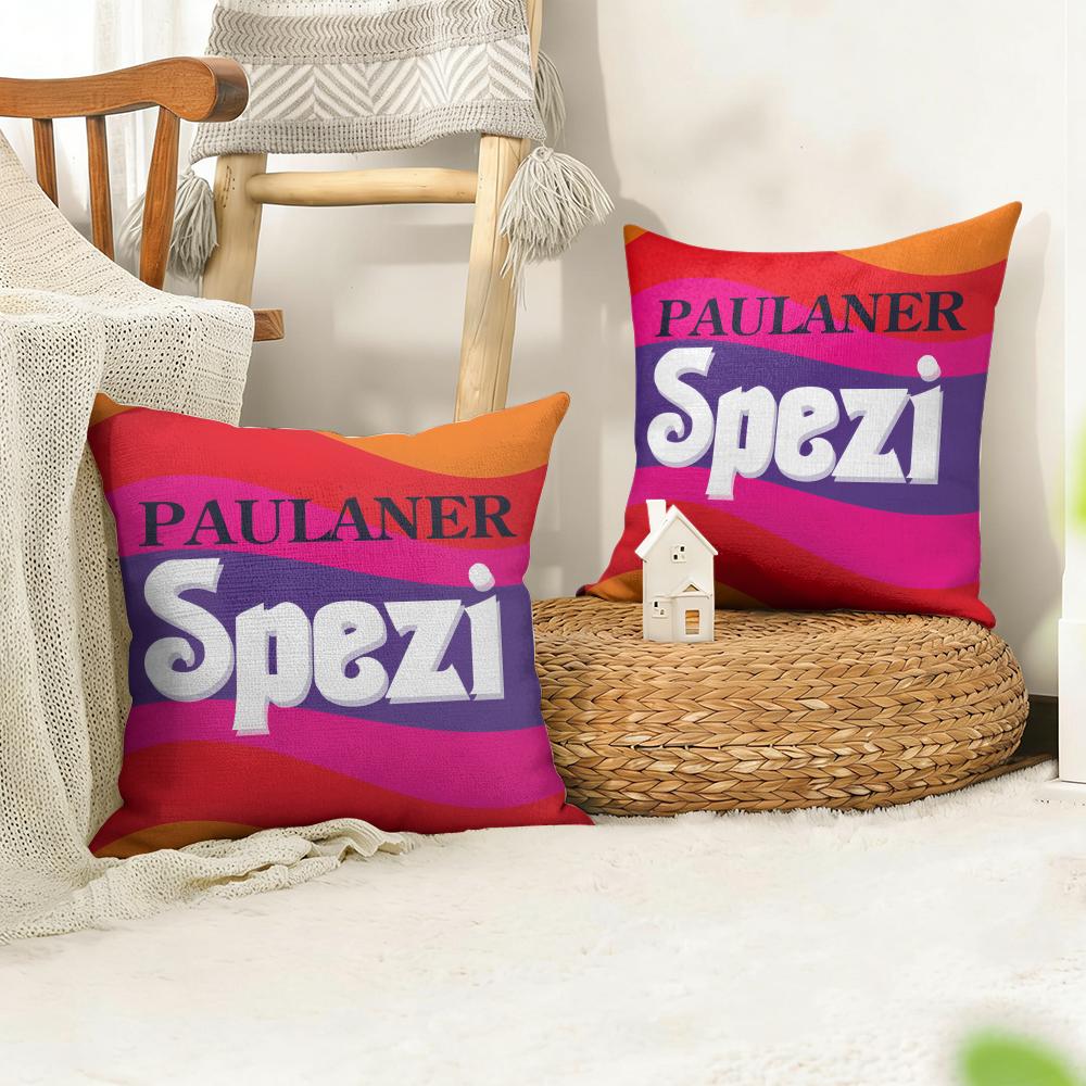 Подушка с логотипом Paulaner Spezi Наволочка Натуральный Лен Органическая Ткань Двусторонняя Печать Диван Домашний Декор Подарок Наволочка