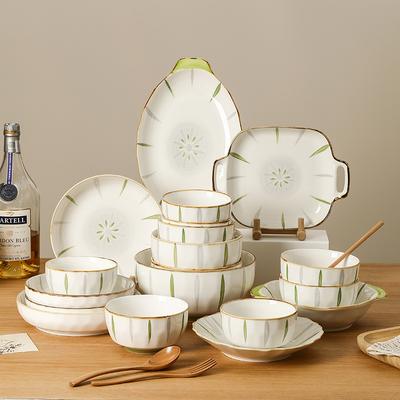 Посуда и Набор Посуды Стиль Аоки Домашний Легкая Роскошь Простой Набор Столовой Посуды Высококлассная Керамическая Посуда и Тарелки Комбинация Подарок на Новоселье