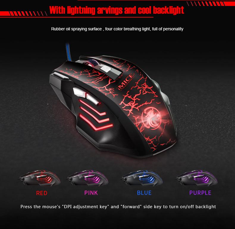 iMICE Новая проводная мышь USB оптическая мышь 7 кнопок A7 3200DPI компьютерная мышь для офисных компьютеров и ноутбуков